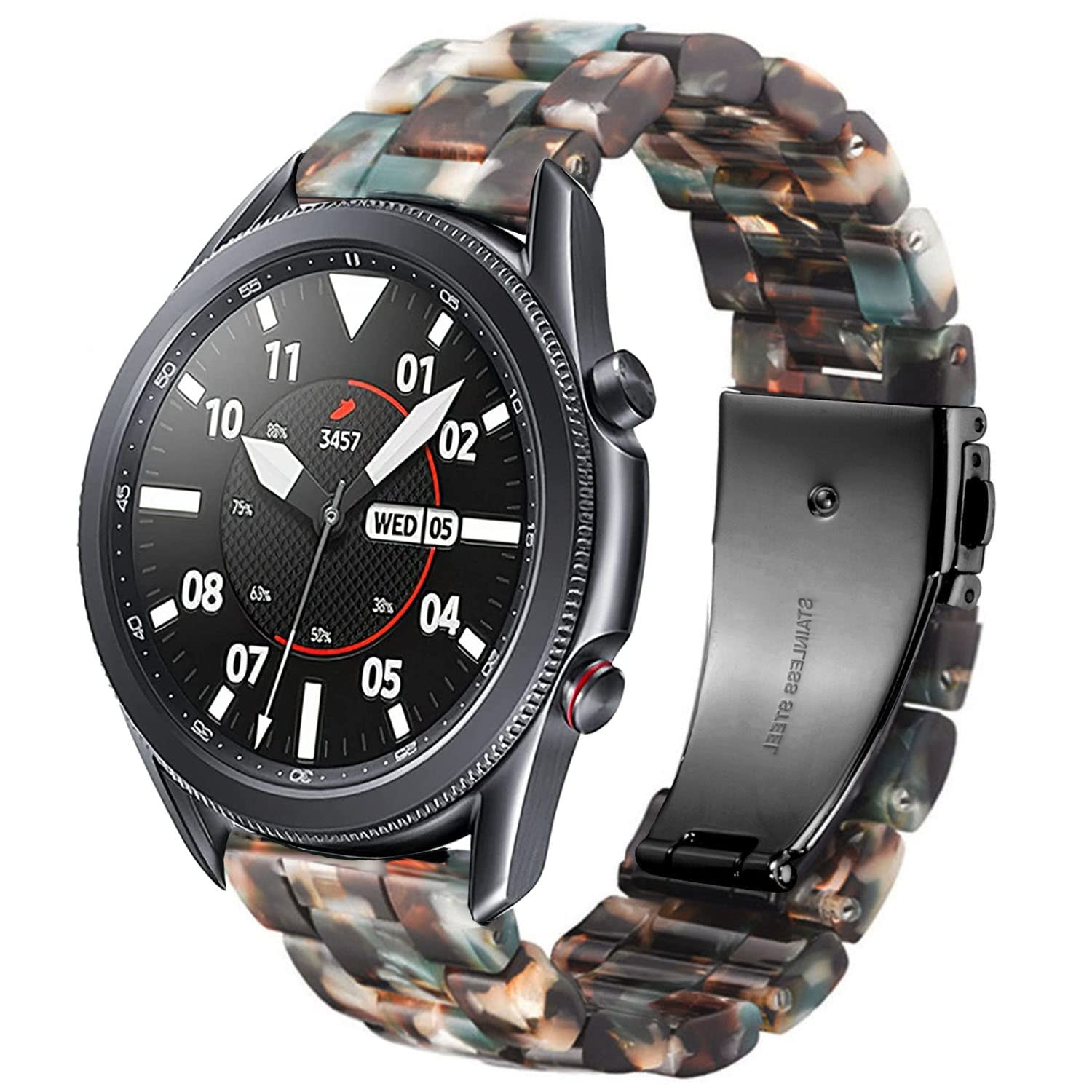 DEALELE Strap Compatible with Samsung Gear S3 Frontier/Classic/Galaxy Watch 46mm / Galaxy 3 45mm, 22mm Colorful Resin Bracelet Replacement for Huawei Watch 3 / GT2 46mm (Blackgreen)
