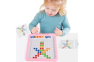 CARURAS Magnetic Drawing Tablet, Magnetic Doodle Board for Kids with Dot Beads and Pattern Book, Montessori Educational Travel Toy for Boys and Girls 3 4 5 6 Years Old (Pink)