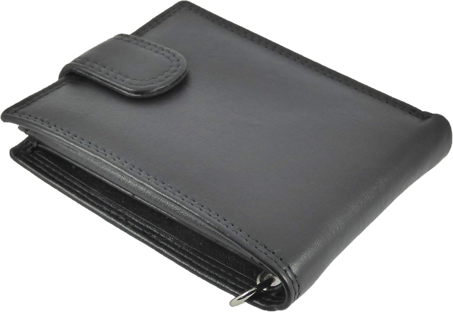 Hide and Sleek Mens Leather Security Chain Wallet, Notes, 8 Card Slots (Black) - Image 4