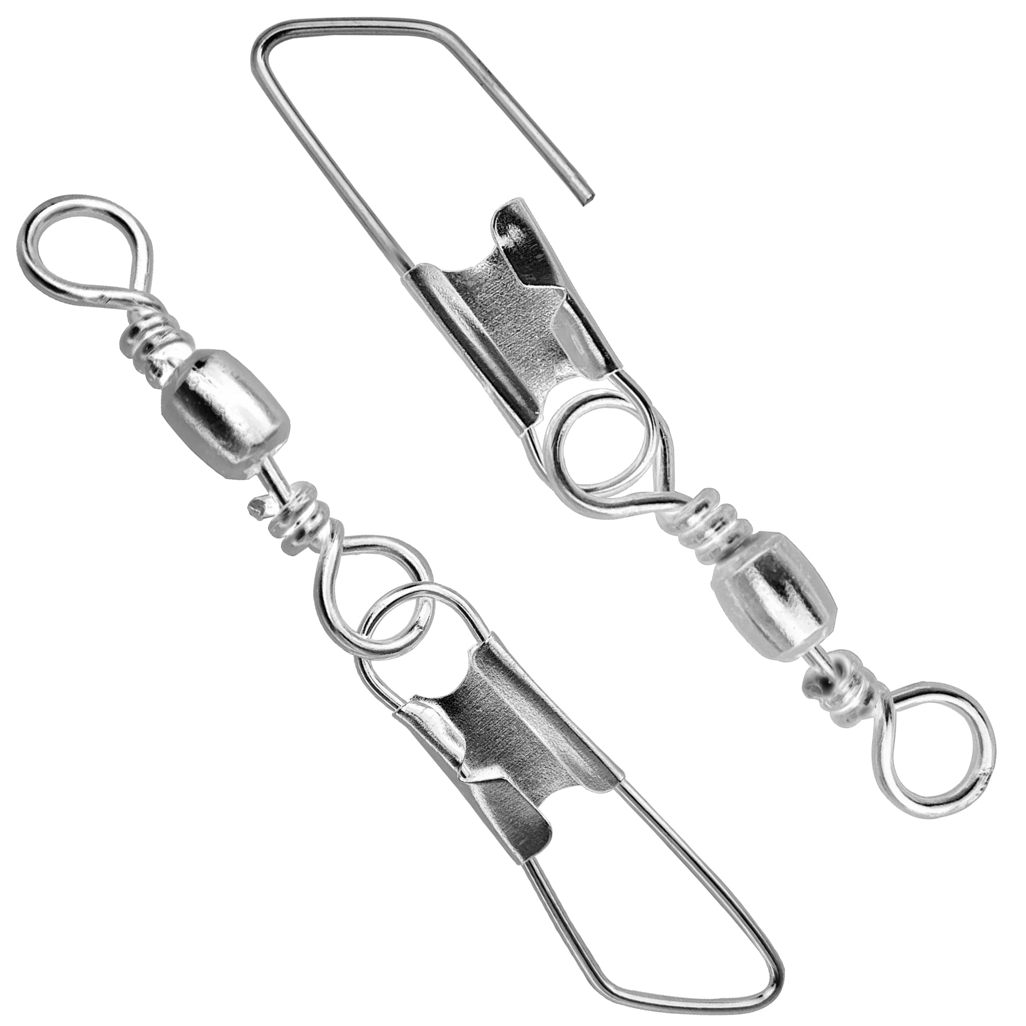 NewShot Fishing Barrel Swivels, High-Strength Safty Snaps Connector Clips Solid Rings for Freshwater Saltwater Bass Carp Fishing (5A (Pack of 20, 74lb))