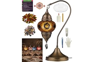 DEMMEX DIY Turkish Mosaic Lamp Making Kit – Beginner Friendly Mosaic Art & Craft Project Kit for Adults & Teens – No Grout/Pl