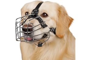 BRONZEDOG Dog Muzzle Wire Basket Metal Mask for Medium Large Dogs, Breathable, Dog can Drink, Adjustable, Training, Prevents Biting, Wildlife Scavenging (Size 5: Belgian Malinois & Golden Retriever)