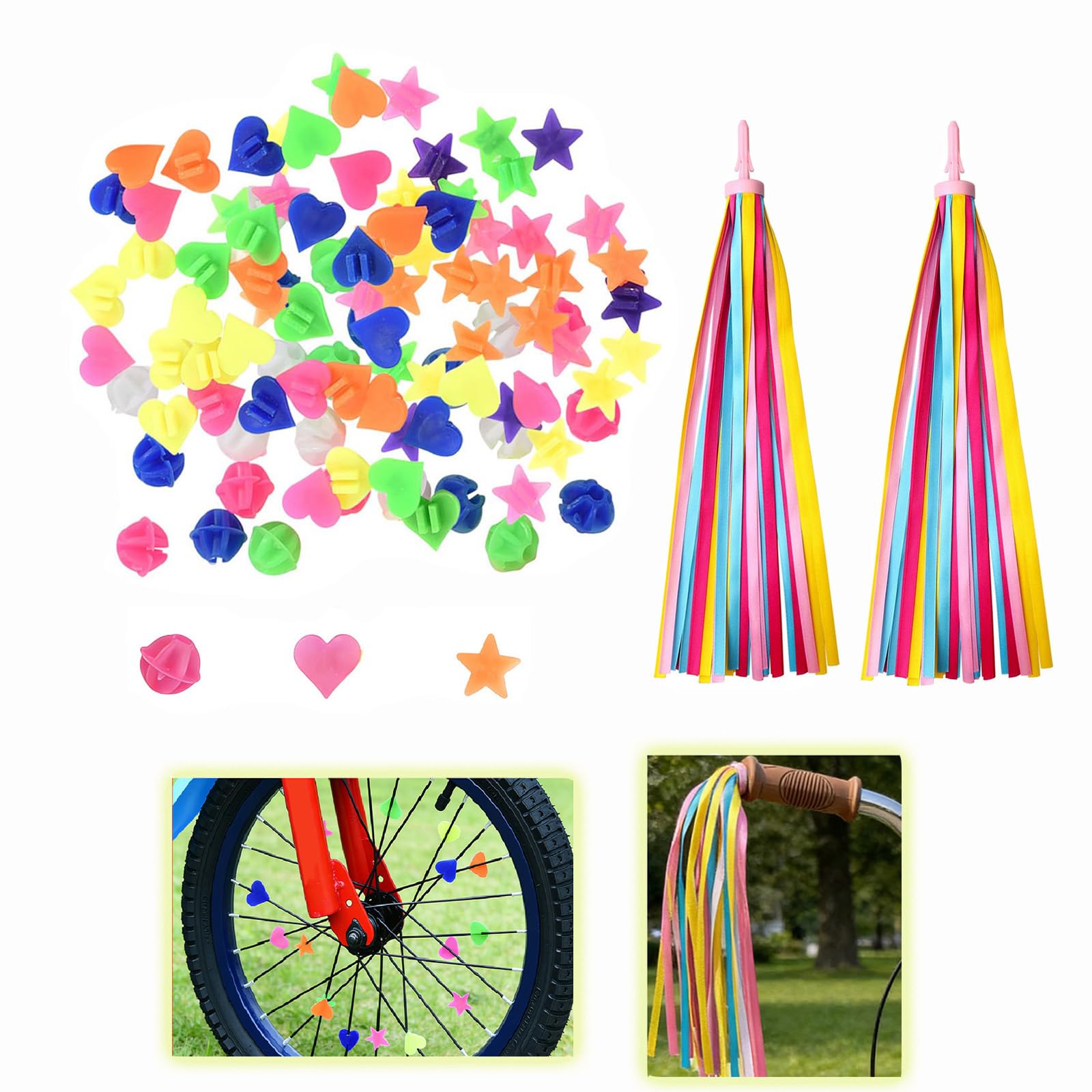 Cimown Bike Spoke Beads - Bicycle Wheel Spoke Beads - Personalized Bicycle Clip Beads - Bike Beads - Kids Bike Accessories,For Decorations Children Bikes(108pcs)