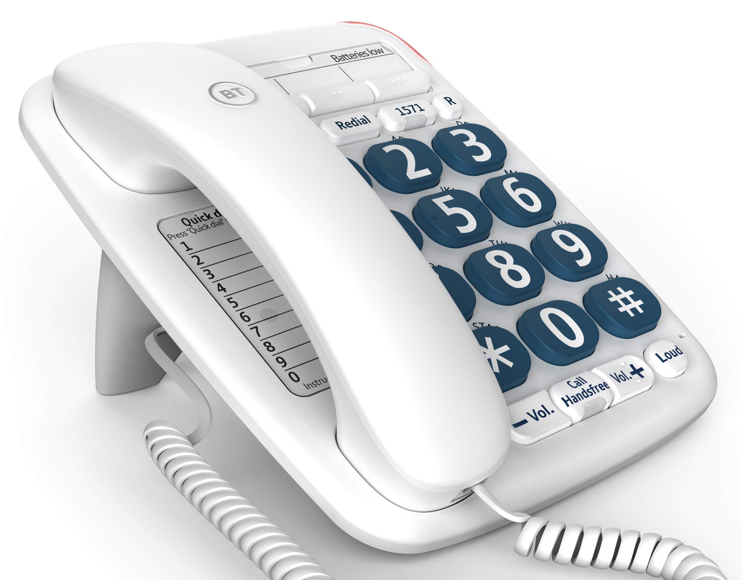 BT Big Button 200 Corded Telephone, White (Renewed)