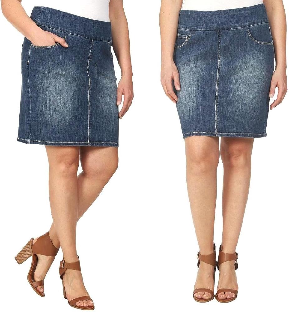 pull on stretch denim skirt