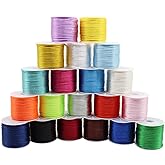 2mm Nylon Rattail Satin Silk Trim Cord 20 Colors 218 Yards Beading String for Friendship Bracelets, Necklaces, Jewelry Making, Chinese Knotting，Arts and Crafts (218), Blue,green,white (zgjx-02)