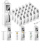 Ctosree 24 Pcs Tumbler Gift Box with Handle for 12oz 16oz 20oz 30oz Clear Wine Glass Gift Box Sublimation Tumblers Heat Press Blanks Bottle for Christmas Wrapping Packaging(White)