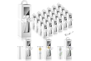 Ctosree 24 Pcs Tumbler Gift Box with Handle for 12oz 16oz 20oz 30oz Clear Wine Glass Gift Box Sublimation Tumblers Heat Press Blanks Bottle for Christmas Wrapping Packaging(White)