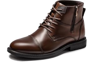 Holy dove Mens Oxford Leather Dress Boots Cap Toe Side Zip Fashion Mid Top Chukka Ankle Boots for Men