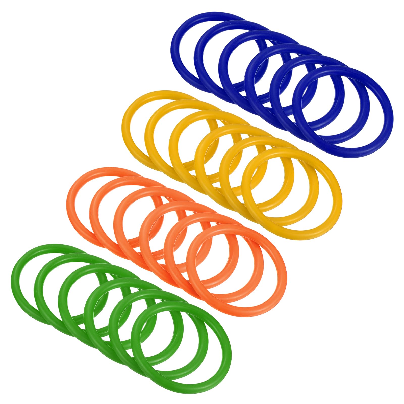 PATIKIL Carnival Ring-Toss Rings 6cm ID, 24 Pack Plastic Hoop for Outdoor Party Favor Game Booth (Blue, Green, Orange, Yellow)
