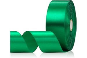 Aoropo Green Ribbon 1-1/2 Inch x 60 Yards, Green Satin Ribbon for Crafts, Gift Wrapping, Flower Bouquet, Handmade Roses, Christmas, Wedding and Festival Decor