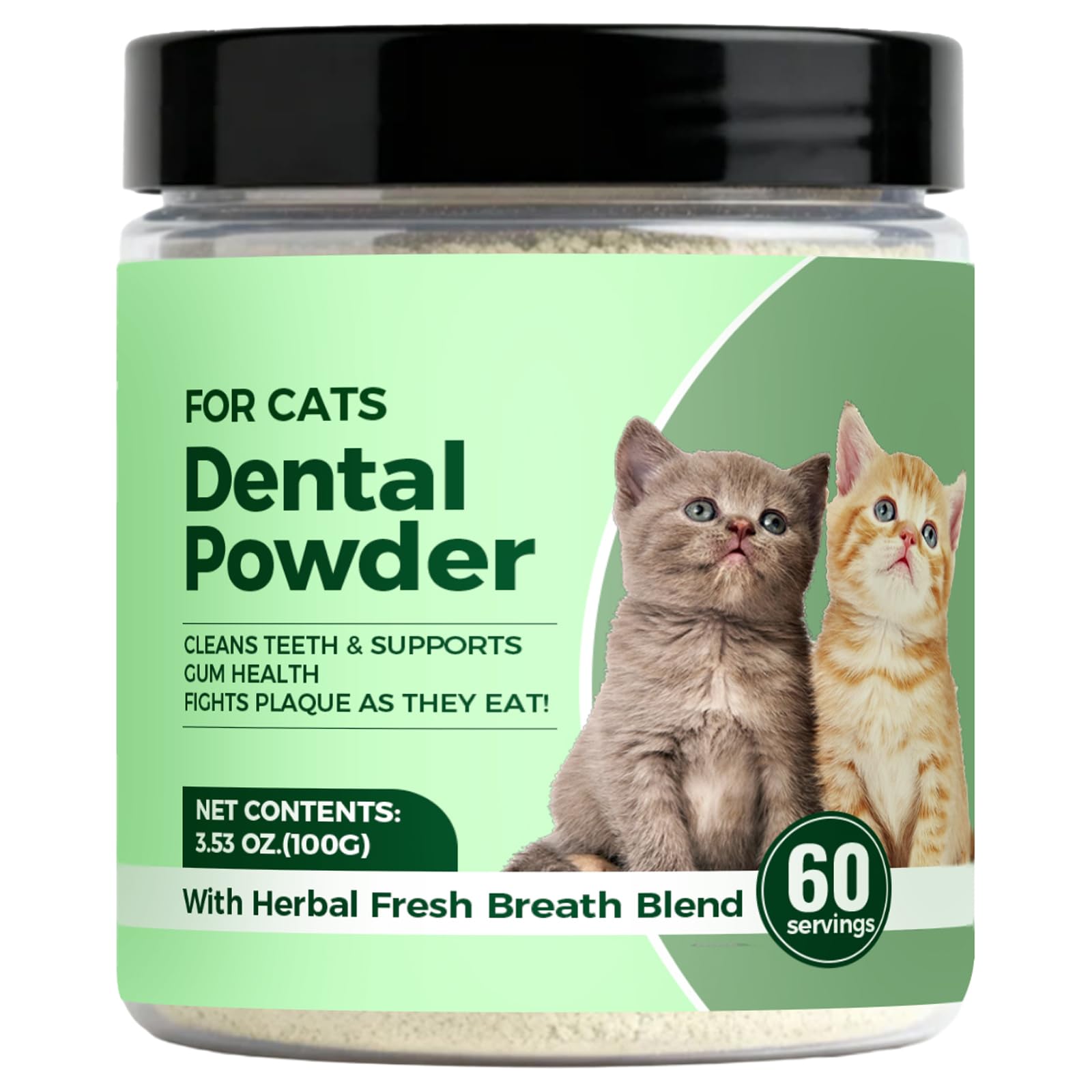 DXHBALK Dental Powder for Cats, Cat Dental Powder for Teeth & Breath Support, Natural Oral Care Powder with Probiotics & Seaweed, Daily Dental Support for Cats, 60-Day Supply (1)