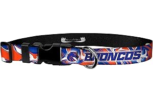 MOOSE PET WEAR Boise State University Broncos Dog Collar Adjustable Pet Collars, Pet Wear, 1 Inch Wide, Large, Bronco Swirl