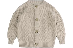 Peecabe Toddler Girl Sweaters Cable Knit Long Sleeve Crewneck Chunky Crochet Cardigans 1-6T