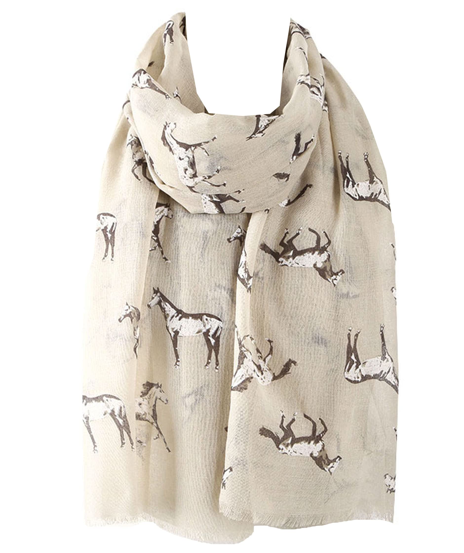 GFM Horse Print Scarf (88)(HS-10-TR-Beige)
