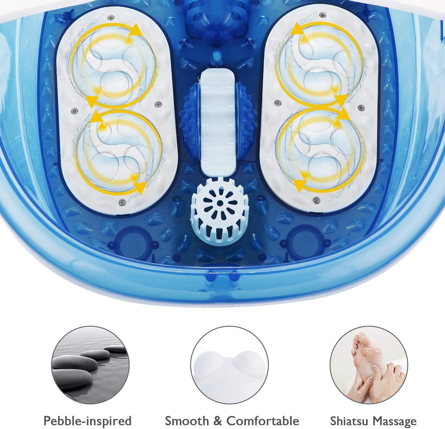Foot Spa Bath Massager 6 in 1-Heat, Bubbles, Vibration, 4 Motorized Massage Rollers, Frequency Conversion, Time & Temprature Settings, Soothing Tired Feet Relaxation Ergonomics Design for Home Use: Health & Personal Care