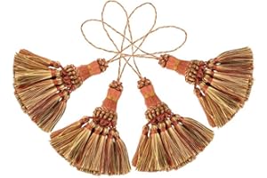 BEL AVENIR Set of 4 Tassel for Craft Elegant Polyester Tassels for Pillow Key Tassel DIY Accessories for Curtain and Home Decor- Orange