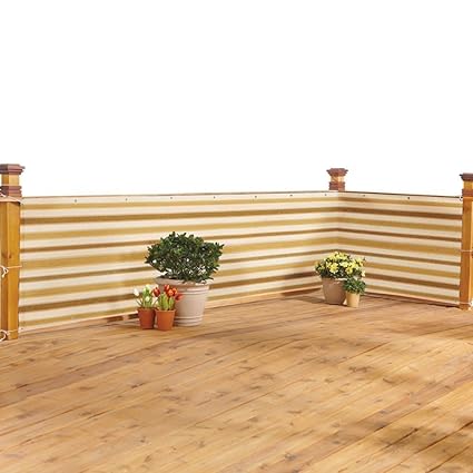 Trenton Gifts Deck Fence Privacy Durable Waterproof Netting Screen With Grommets And Reinforced Seams Brown Stripe