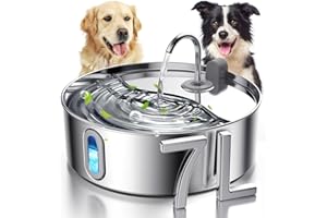 SMARTOO Dog Water Fountain Stainless Steel, 7L/236oz/1.8Gal Pet Water Fountain for Large Dogs, Automatic Dog Water Dispenser with Water Level Window, Ultra-Quiet Pump, Multi-Filtration System