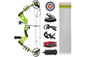 AKCHOER Compound Bow and Arrow Kit Youth Bow and Arrow Set, 15-45 Lbs Draw Weight, 18"-29" Draw Length, Right Handed Bow for Beginner, 320 Fps Hunting & Target Bow with All Accessories