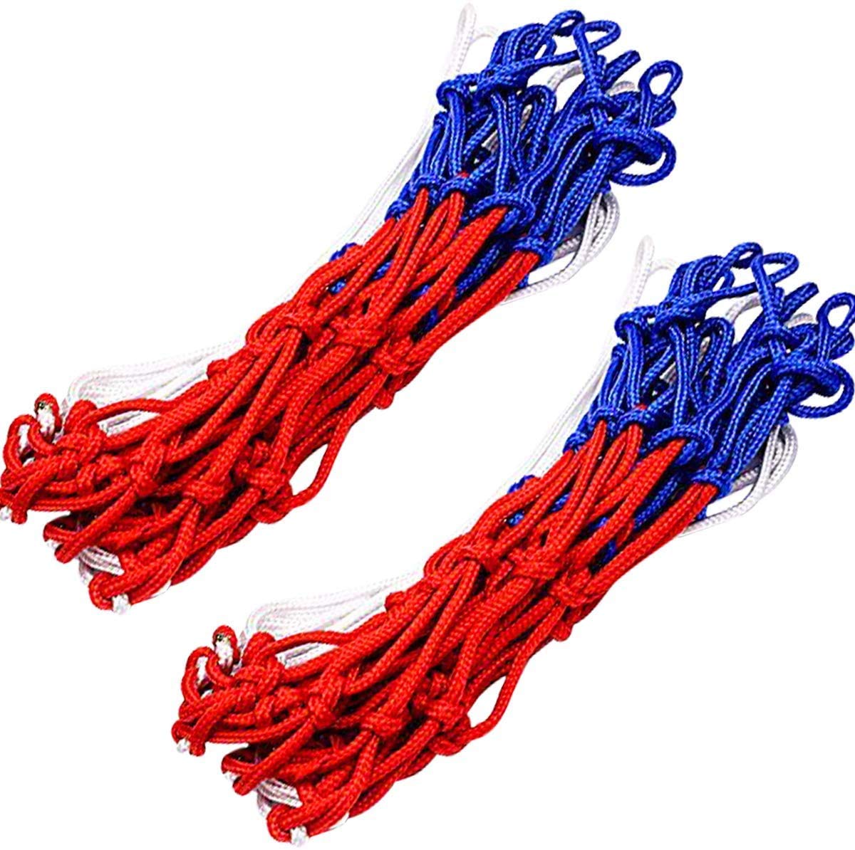 VOANZO 2 PCS Heavy Duty Basketball Net 12 Loop Basketball Net Nylon Basketball Net Tri-colored Basketball Hoop Net Replacement Fits Indoor or Outdoor Rims