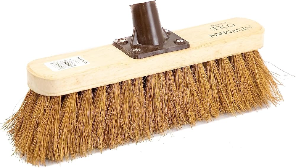 Newman and Cole 12in Wooden Broom Head with Soft Coco Bristle Replacement