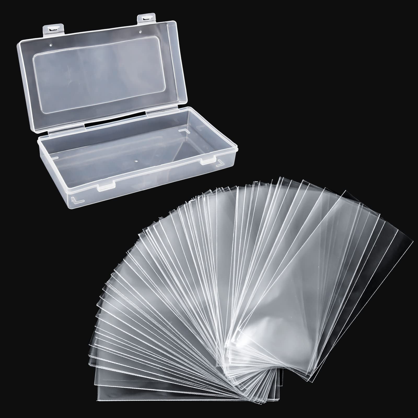 Photo 1 of 100 Pack Paper Money Holders with Plastic Storage Case, Clear Thicken Paper Money Currency Collection Sleeves Protector OPP Bag