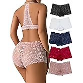Lingerie Multi Pack of Women's Underwear Regular & Lace Boyshort Panties Cheeky Panty for Ladies, Pack of 5 Size S-XXL