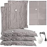 6-Pack Vacuum Seal Bags for Clothing Travel – Fabric Travel Storage Bags with Electric Pump 6 Jumbo(36×28") Reusable Packing Cubes for Moving, Carry-On Luggage & Home Organization(Grey-6J)