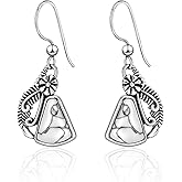 Aliyoham White Turquoise Sterling Silver Plated Dangle Earrings for Women, Hypoallergenic Birthstone Bohemian Drop Earrings Jewelry Gifts