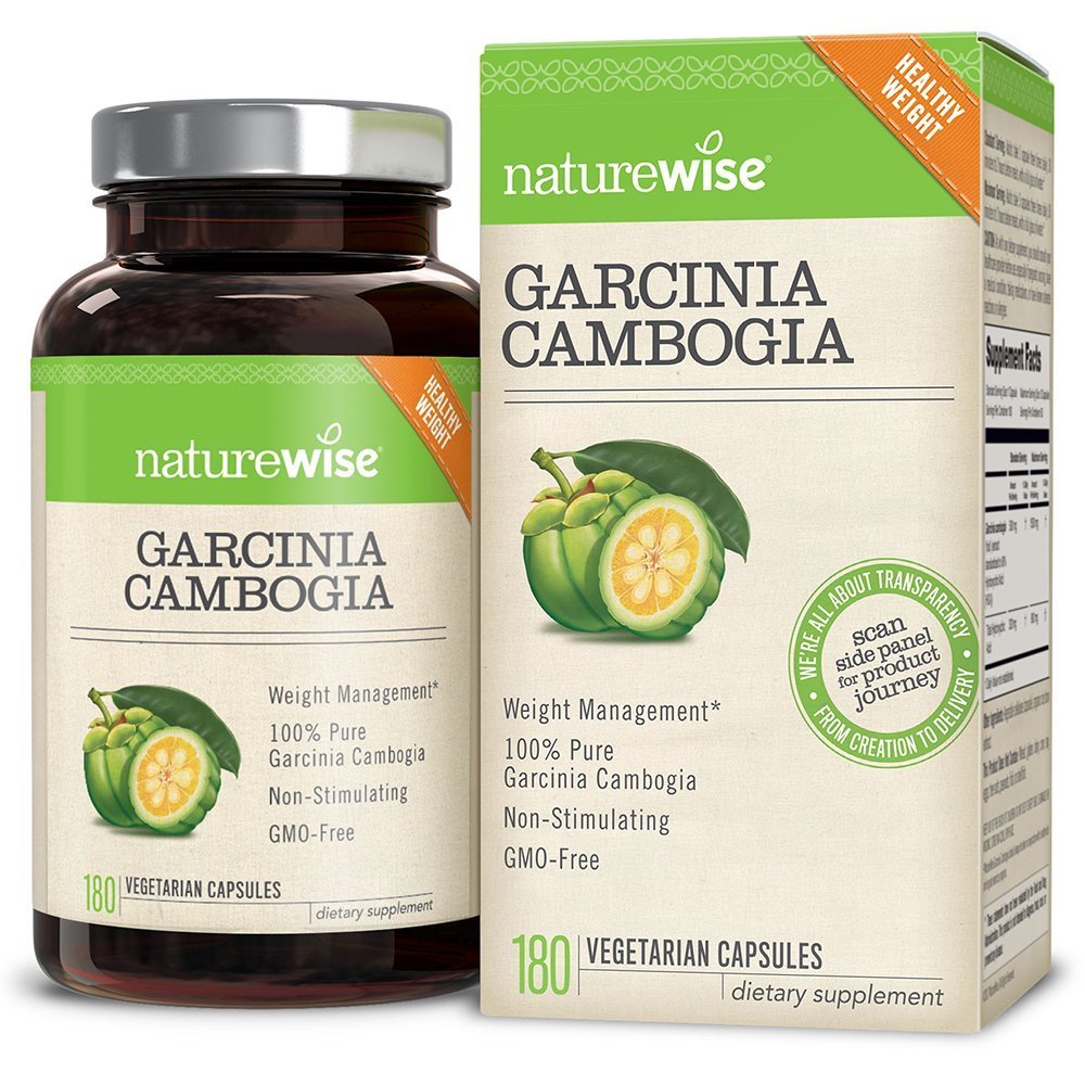 NatureWise Pure Garcinia Cambogia,100% Natural HCA Extract Supports Weight Loss and Curbs Appetite, Superior Absorption,180 count