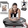 Natini Vibration Plate Exercise Machine - Whole Body Workout Vibration Platform Lymphatic Drainage Machine for Weight Loss Home Fitness w/Pilates Bar + Resistance Bands + Remote