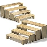 2 Set Large Wooden Tiered Riser Display Stands for Vendor Events,Stackable Perfume Organizer Cologne Stand for Men Women,Wooden Cupcake Dessert Stand,Wood Dessert Table Display Set,Food Display Risers for Party（12-11.2-10.4-9.6IN）