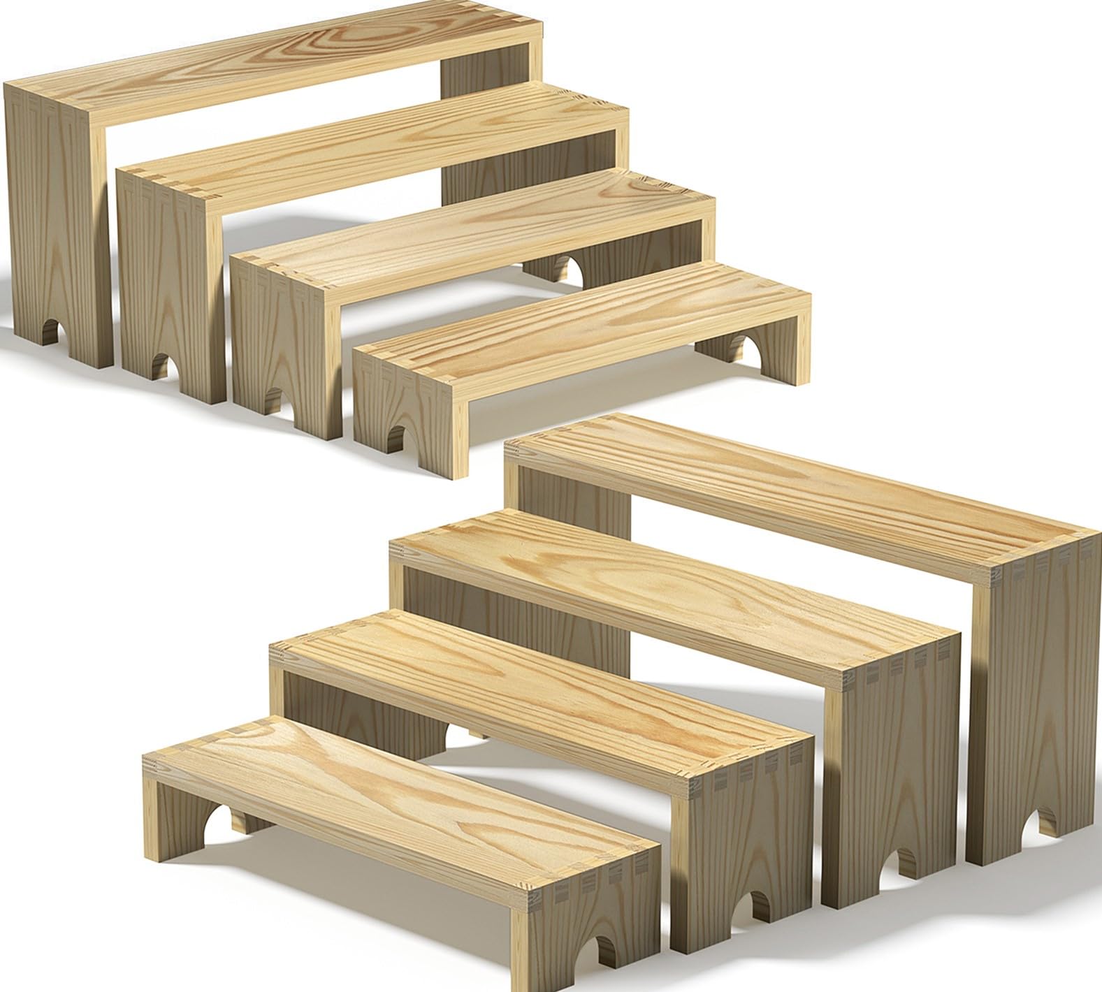 Photo 1 of 2 Set Large Wooden Tiered Riser Display Stands for Vendor Events,Stackable Perfume Organizer Cologne Stand for Men Women,Wooden Cupcake Dessert Stand,Wood Dessert Table Display Set,Food Display Risers for Party?12-11.2-10.4-9.6IN?