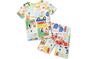 babee Reshinee Bamboo Viscose Toddler Car Pajamas Boys Girls Kids Cool Short Summer 12M-8Y Snug fit Pjs Set 2pcs