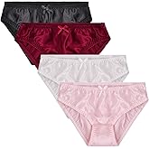 Satin Bikini Panties, 100% Silk Panties for Women (4-Pack)