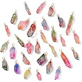 DanLingJewelry 30pcs Natural Bullet Quartz Stones Pendants Wire Wrapped Chakra Reiki Healing Crystal Charms for Jewelry Crafting DIY