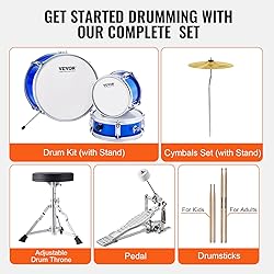 VEVOR Kids Drum Set, 14 in 3-Piece Beginner Junior