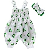 Sasaerucure Infant Toddler Baby Girl Clover Romper St Patrick's Day Jumpsuit One Piece Bodysuit Onesie Tops with Headband