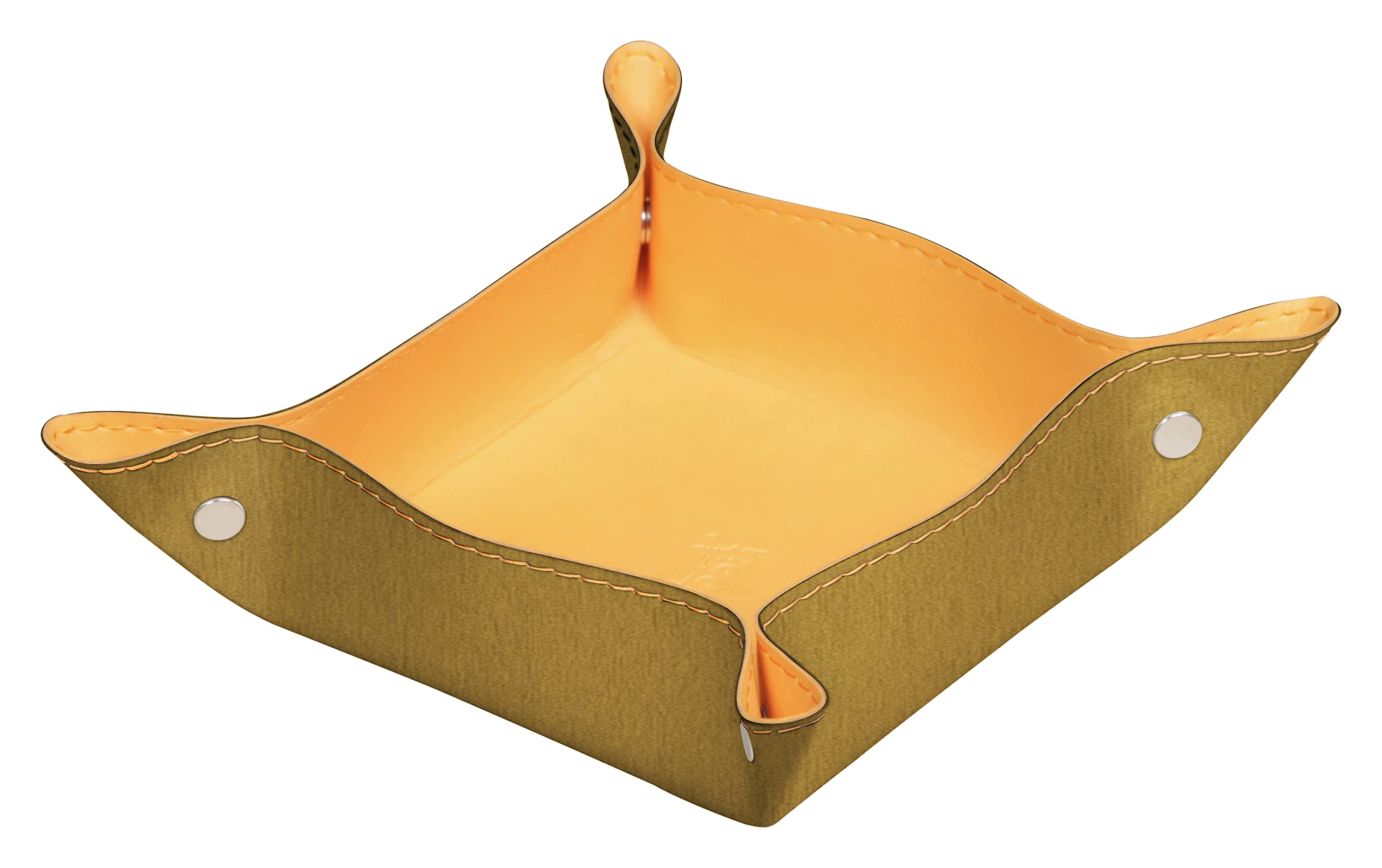 RHODIA 194583C - Gold Reversible Tidy Box - 12x12x4.5 cm - Orange Saddle Stitching, Magnetic Corners - Faux Leather - Home Office Collection Rhodiarama - Office Organization & Designer Storage — image 1