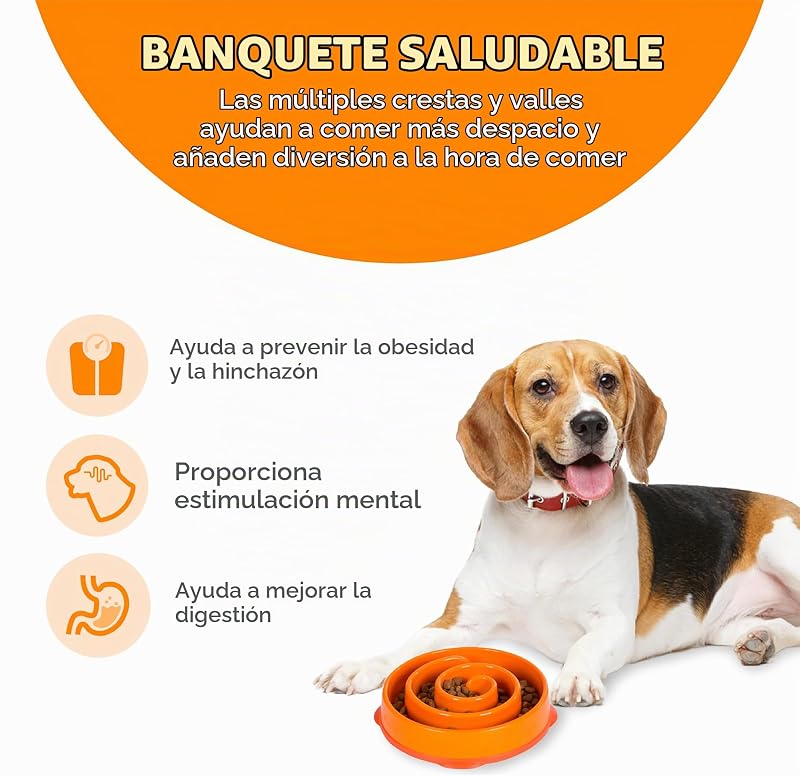 Comedouro Divertido Slo-Bowl - Comedouro de Obstáculos para Cães - Laranja - Médio/Mini — foto 2 de 7