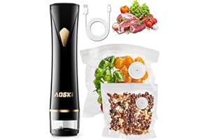AOSKI Vacuum Sealer Machine for Food Storage: Compact Food Sealer Saver 5X Fresh Longer, Handheld Detachable Water Tank, 10 PCS Vacuum Seal Bags for Kitchen Fridge Travel Seal Meal Mothers Day Gift For Wife