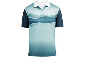 KUYIGO Men's Golf Shirts Short Sleeve UPF 40+ Dry Fit Moisture Wicking Performance Casual Collared Print Polo Shirt