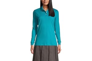 Lands' End School Uniform Kids Long Sleeve Interlock Polo Shirt