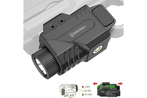 DEFENTAC 800lm Slidable Gun Light with Power Level Indicator, Magnetic Charging Pistol Flashlight W/Strobe, Compatible with Picatinny Rail (21±0.5MM Width)