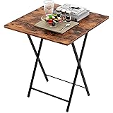 EKNITEY Folding Wooden Card Table - Foldable TV Tray Table Industrial Dinner Table Portable Snack Table for Home Use, Picnic,