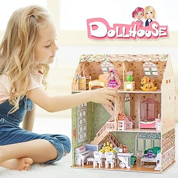Webby Dream House 3D Puzzle Dollhouse with Furniture, 160 Pieces