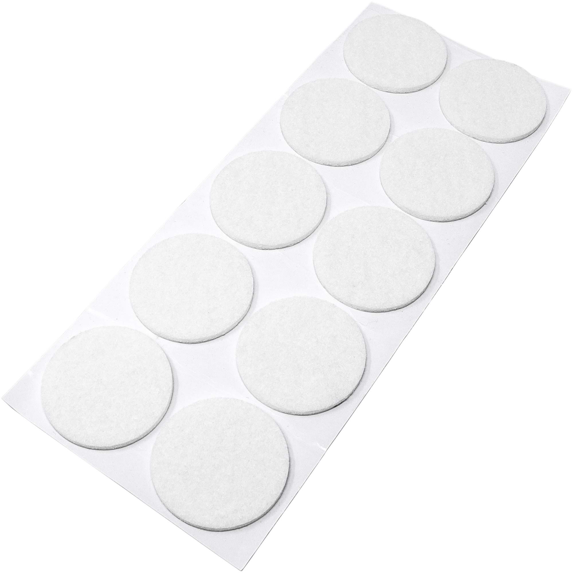 Adsamm® / 10 x self-adhesive felt pads/White/ø 1.77'' (ø 45 mm) / round / 0.138'' / 3.5 mm thick stick-on furniture felt glides/Furniture & Chair Glides