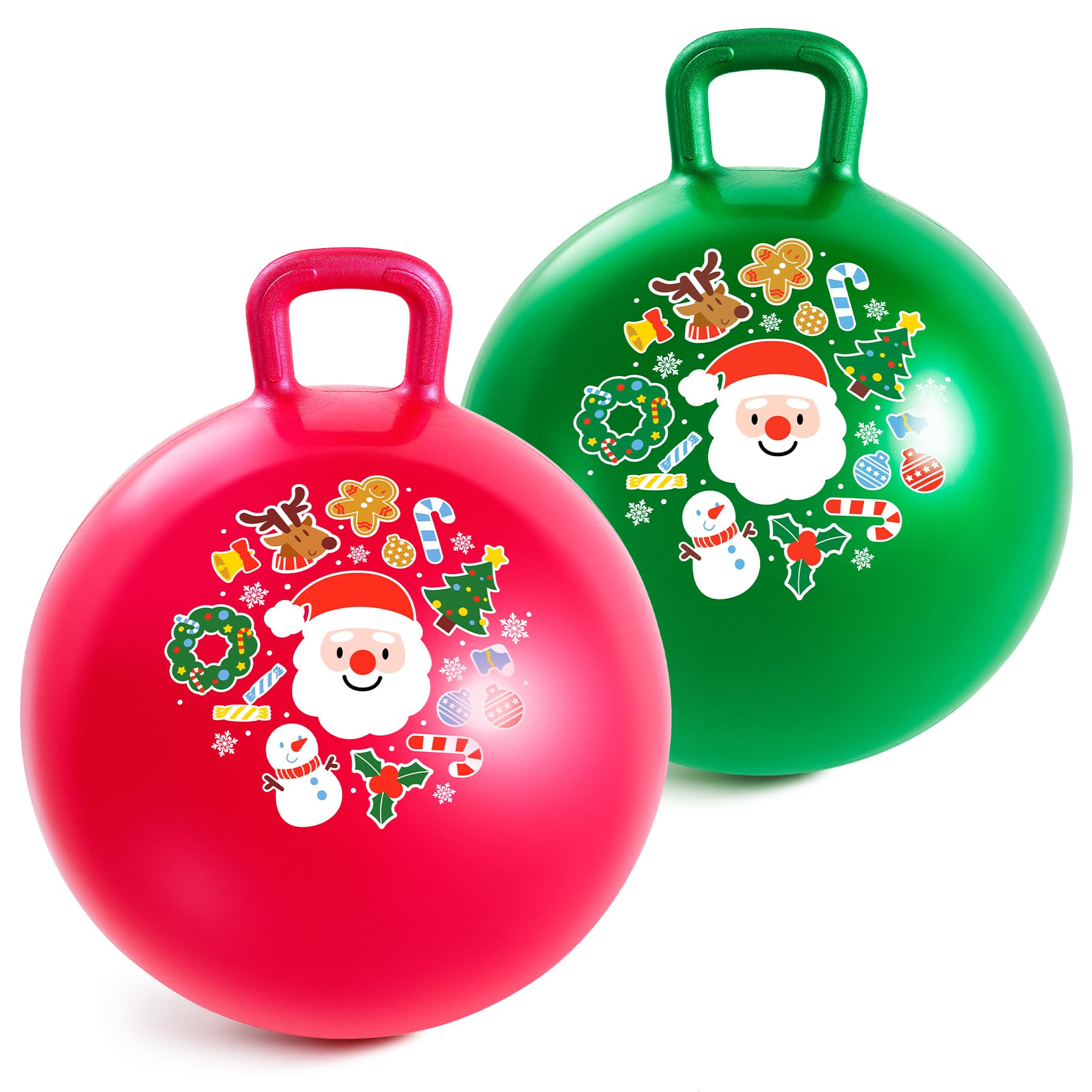 INPODAK 2Pack Christmas Space Hopper 18 Inch Hopper Ball with Handpump Space Hoppers for Kids Age 3 to 8 Antislip Jumping Ball with Handle Christmas Gifts for Kids Indoor Outdoor Hopping Toys — image 1