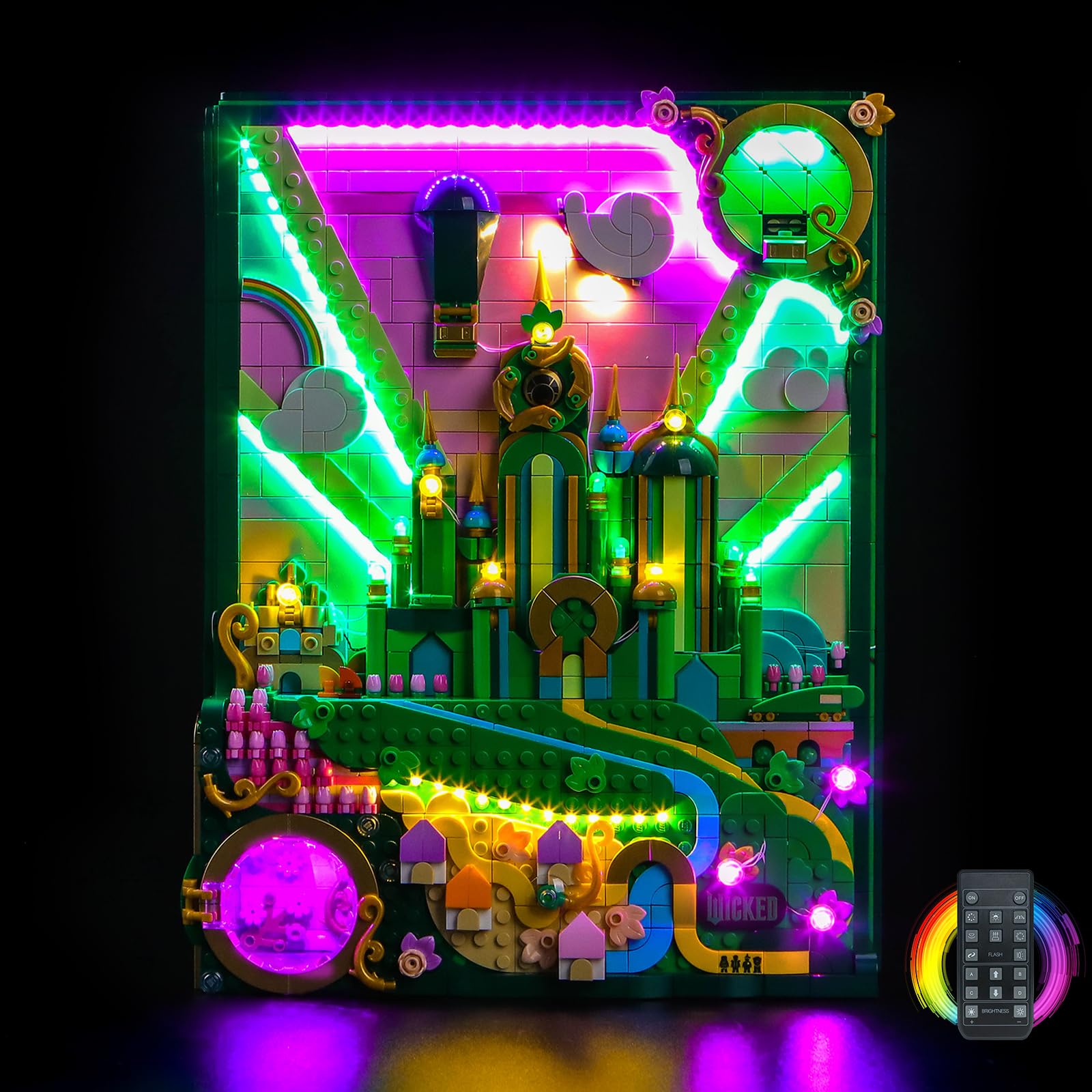 BrickBling Remote Control Led Light Set Compatible with Lego Emerald City Wall Art 75685 (No Model), Decoration Lighting Set Compatible with Lego Emerald City Wall Art Building Blocks Model